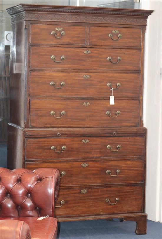 A George III mahogany chest on chest, W.3ft 7in. D.1ft 11in. H.6ft 3in.